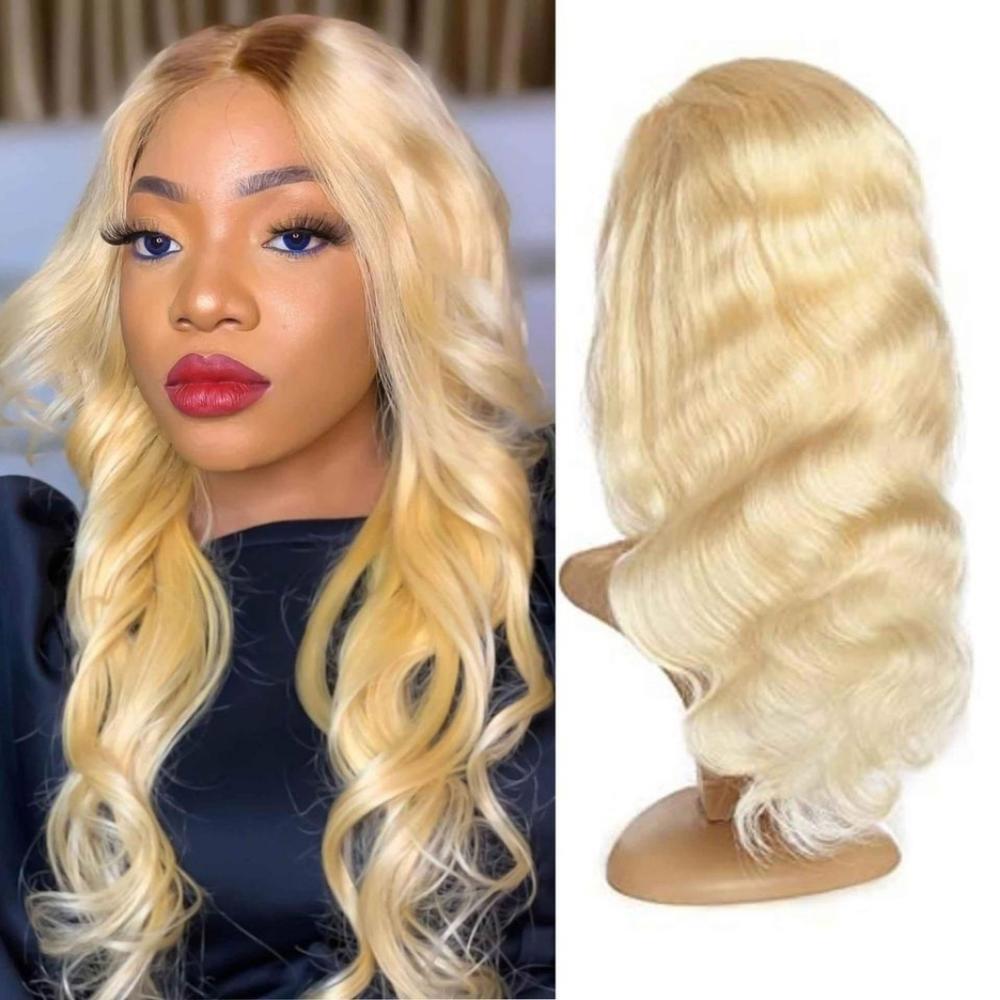 Blonde Hair Lace Front Wig Human Hair 18 Inches 150% Density